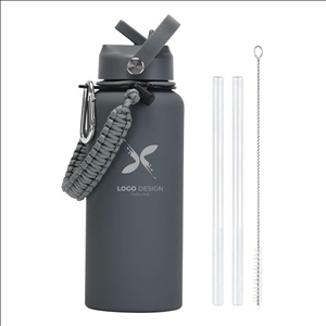 32oz Stainless Steel Insulated Bottle With Braided Rope Outdoor Sports Insulated